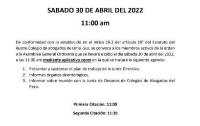 Asamblea General Ordinaria 30/04/22