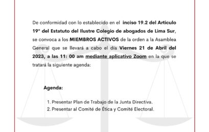 Asamblea General 21 abril 2023 11.00 am