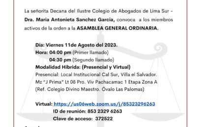 Asamblea General 11 agosto 2023