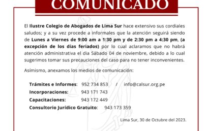 Comunicado 30 Octubre