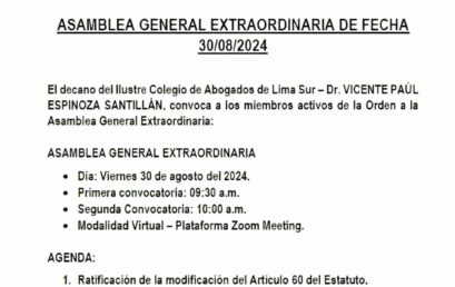 Asamblea General Extraordinaria de Fecha 30/08/2024