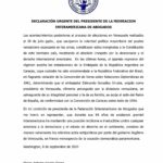 Declaración Urgente del Presidente de la Federación Interamericana de Abogados- FIA