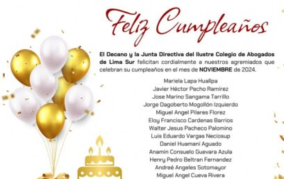 CALSUR felicita a los agremiados que celebran su cumpleaños en Noviembre