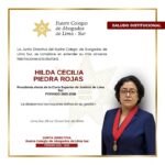 Felicitaciones Dra Hilda Cecilia Piedra Rojas – Presidenta Electa de la Corte Superior de Justicia de Lima Sur