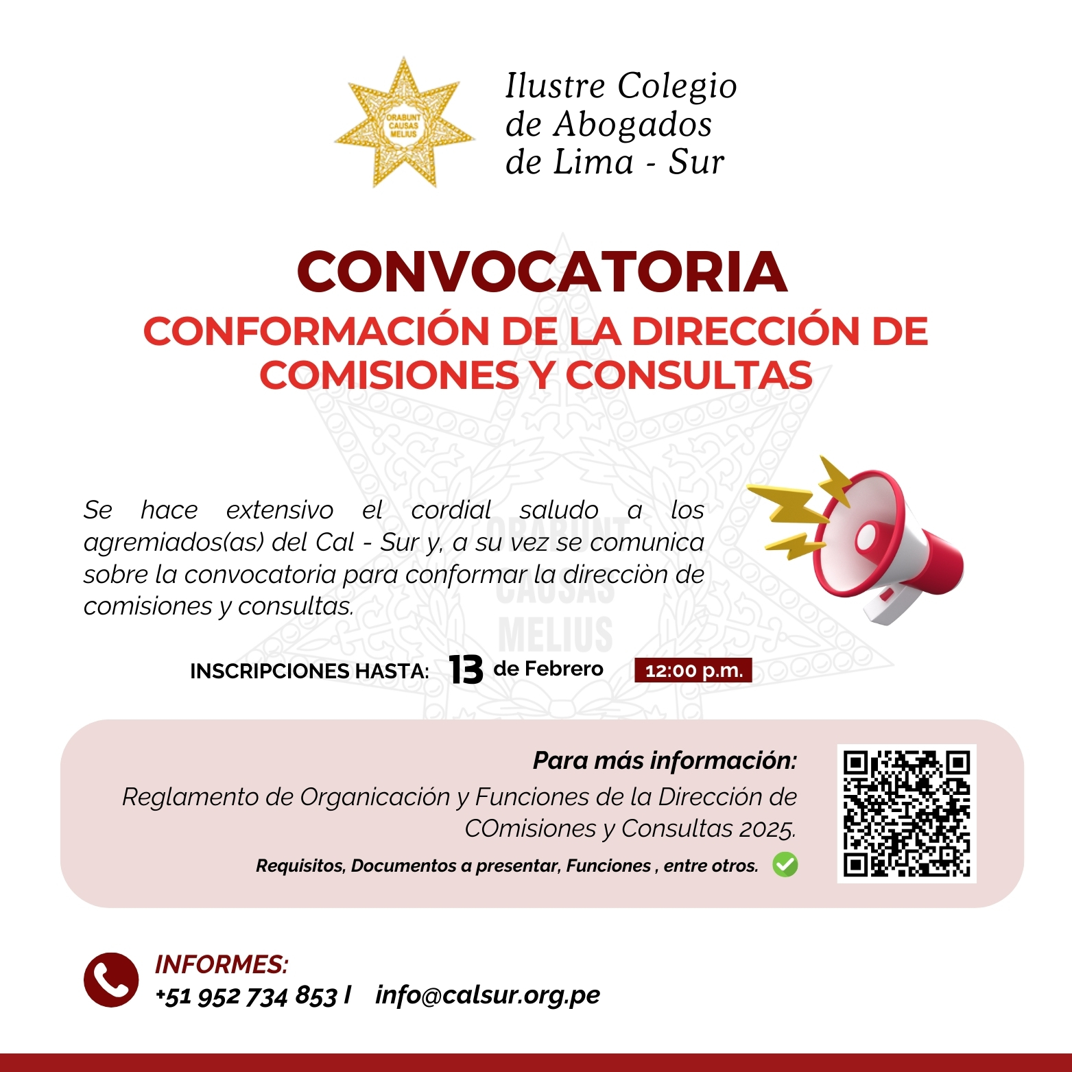 Convocatoria para la conformación de Dirección de Comisiones y Consultas