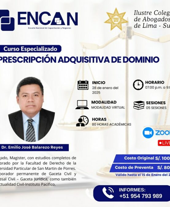 Curso Especializado Prescripción Adquisitiva de Dominio